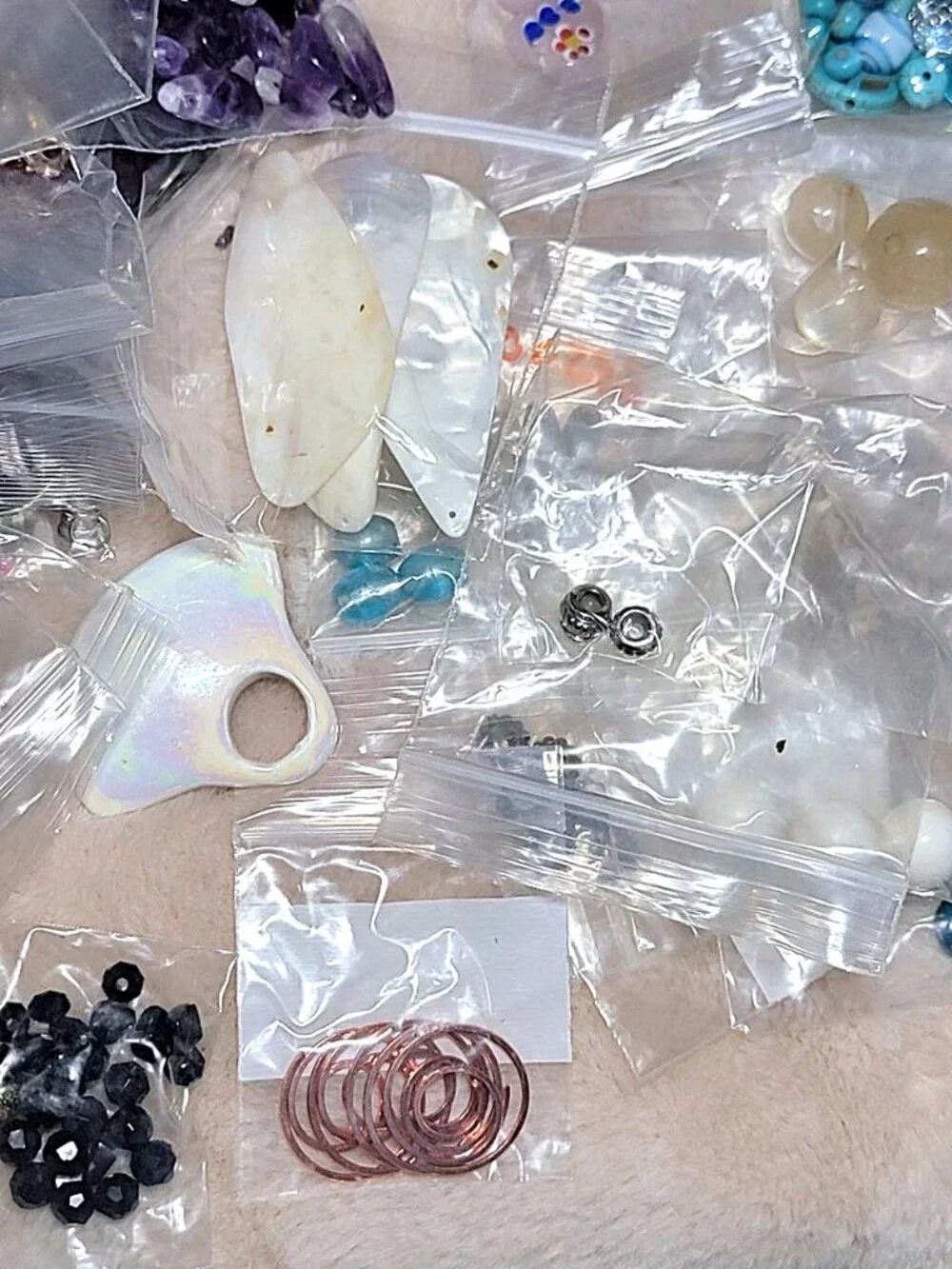 HUGE 4.5lb Destash Lot Jewelry Making Beads Findings Cabachons Various Mats #G